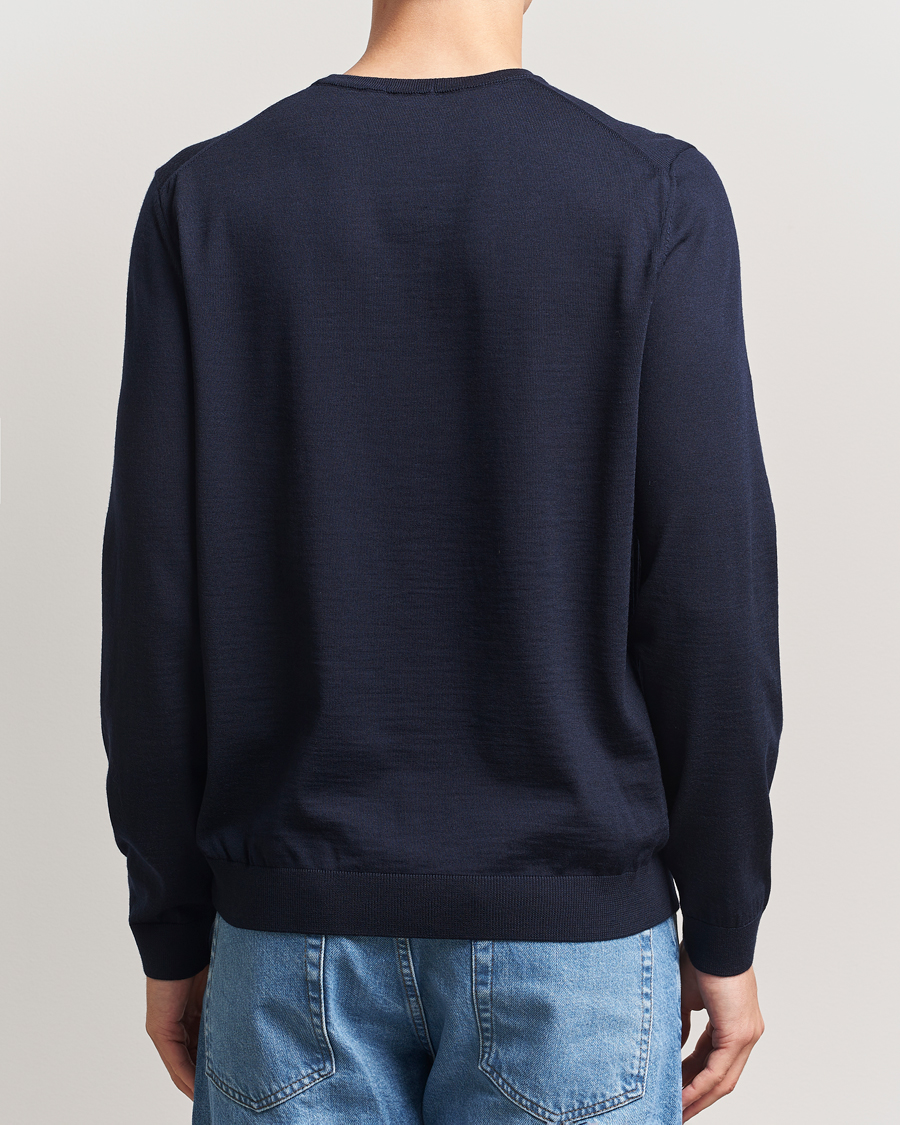 Men | Sweaters & Knitwear | BOSS BLACK | Leno Wool Crew Neck Pullover Dark Blue