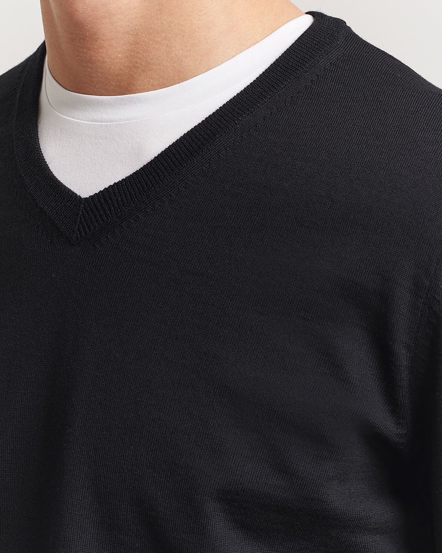 Men | Sweaters & Knitwear | BOSS BLACK | Melba Wool V-Neck Pullover Black