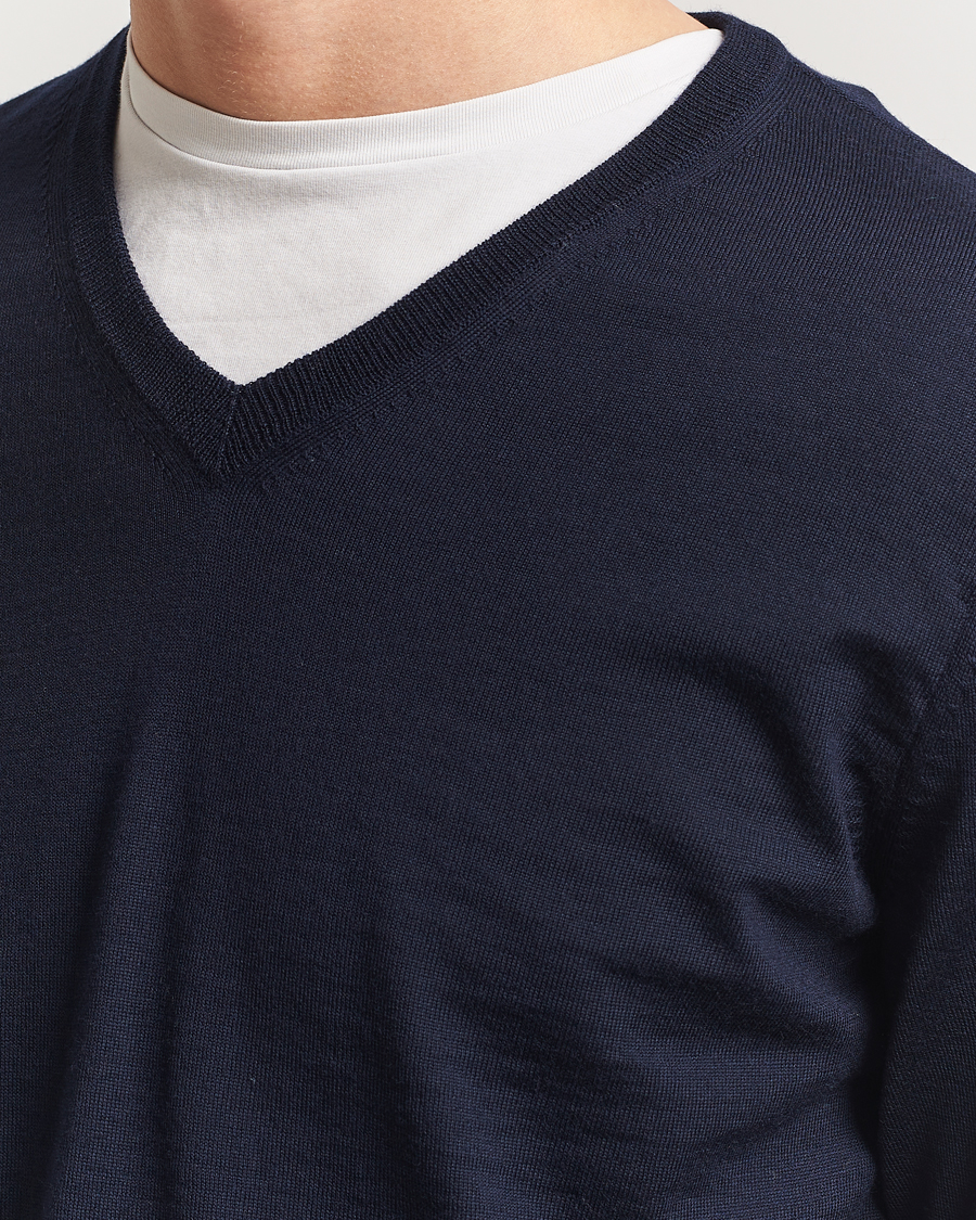 Men | Sweaters & Knitwear | BOSS BLACK | Melba Wool V-Neck Pullover Dark Blue