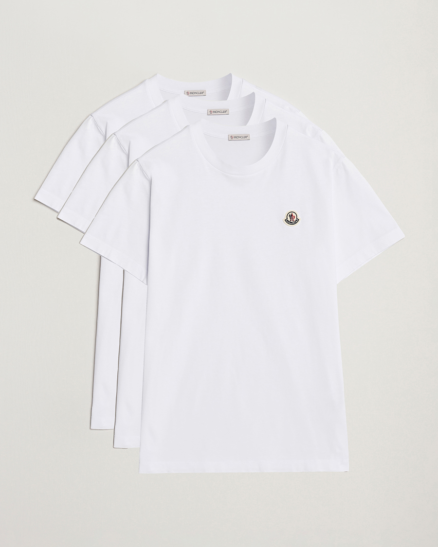 Men | T-Shirts | Moncler | 3-Pack Logo T-Shirt White