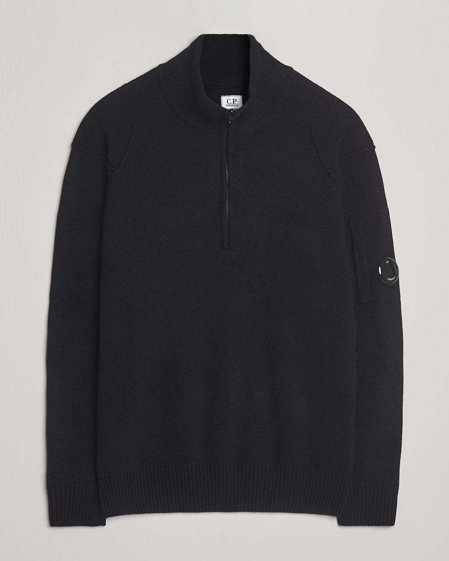 Men | Sweaters & Knitwear | C.P. Company | Knitted Lambswool Half-Zip Black
