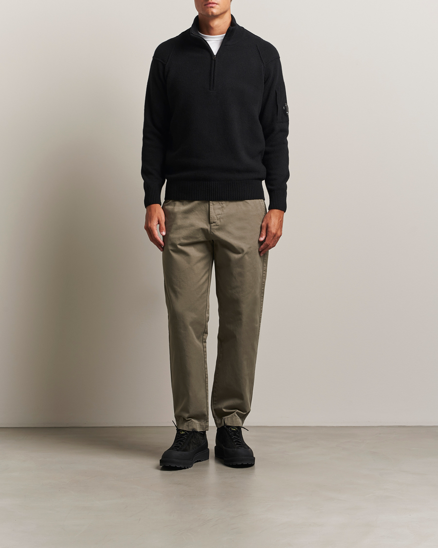 Men | Sweaters & Knitwear | C.P. Company | Knitted Lambswool Half-Zip Black