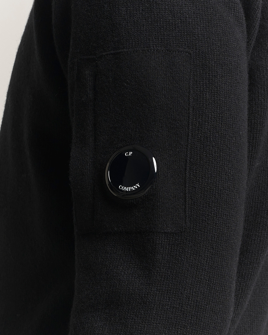 Men | Sweaters & Knitwear | C.P. Company | Knitted Lambswool Half-Zip Black