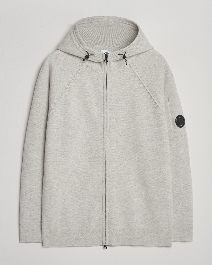 Men | Sweaters & Knitwear | C.P. Company | Knitted Lambswool Zip Hood Light Grey