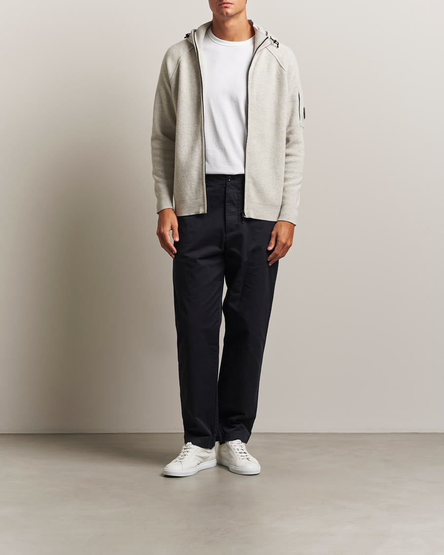 Men | Sweaters & Knitwear | C.P. Company | Knitted Lambswool Zip Hood Light Grey