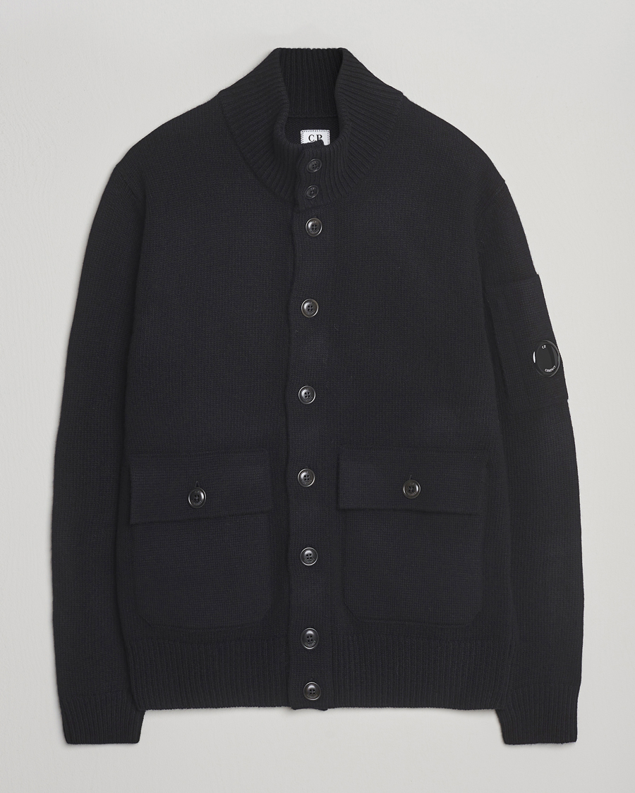 Men | Sweaters & Knitwear | C.P. Company | Knitted Lambswool Cardigan Black