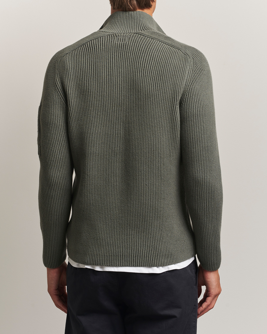 Men | Sweaters & Knitwear | C.P. Company | Full Rib Knitted Cotton Half Button Grey