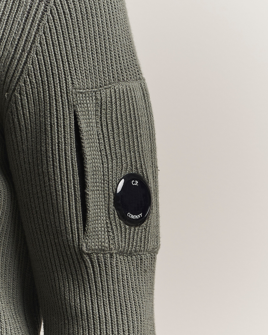 Men | Sweaters & Knitwear | C.P. Company | Full Rib Knitted Cotton Half Button Grey