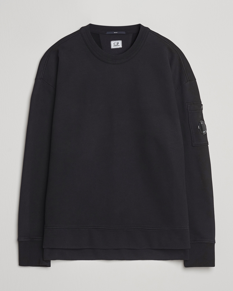 Men | Sweaters & Knitwear | C.P. Company | Brushed Emerized Fleece Lens Sweatshirt Black
