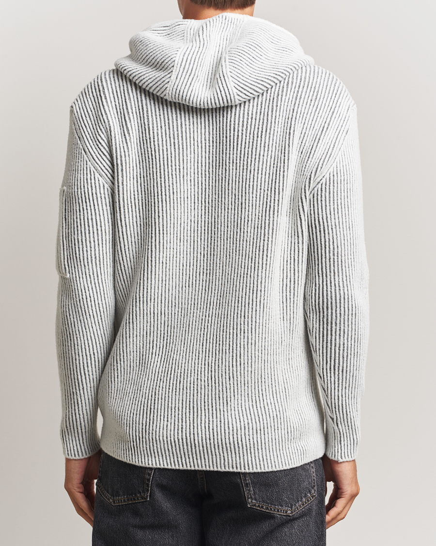 Men | Sweaters & Knitwear | C.P. Company | Knitted Full Zip Hood White/Grey