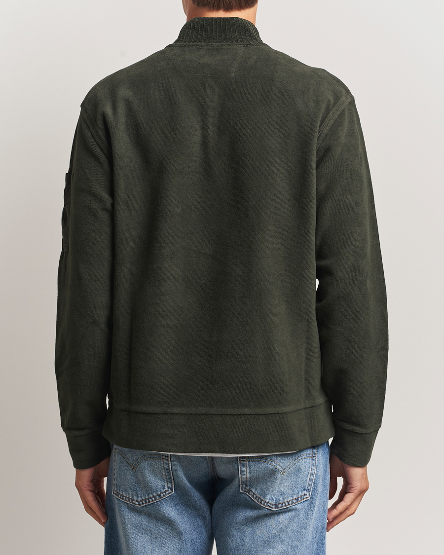 Men | Sweaters & Knitwear | C.P. Company | Brushed Emerized Diagonal Fleece Half Zip Dark Green