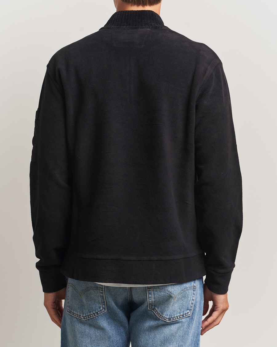 Men | Sweaters & Knitwear | C.P. Company | Brushed Emerized Diagonal Fleece Half Zip Black
