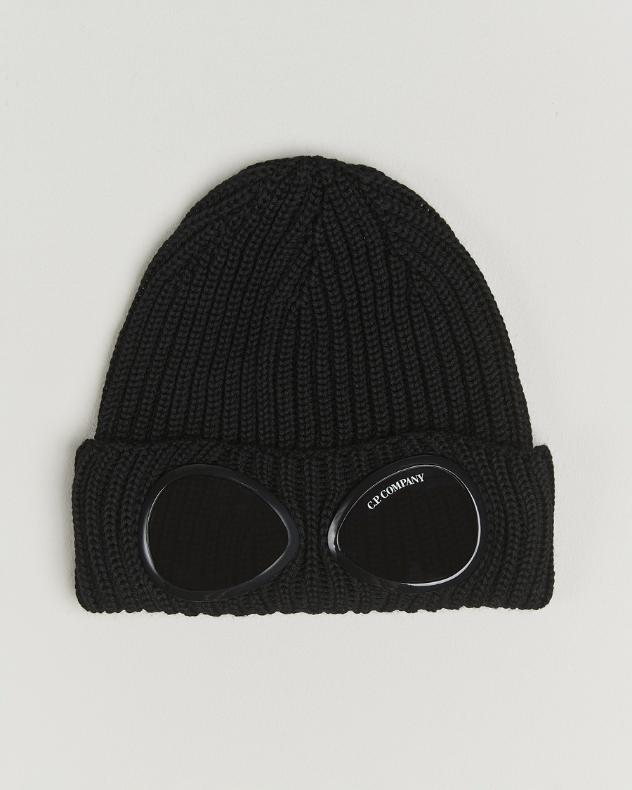 Men | Beanies | C.P. Company | Knitted Merino Goggle Beanie Black
