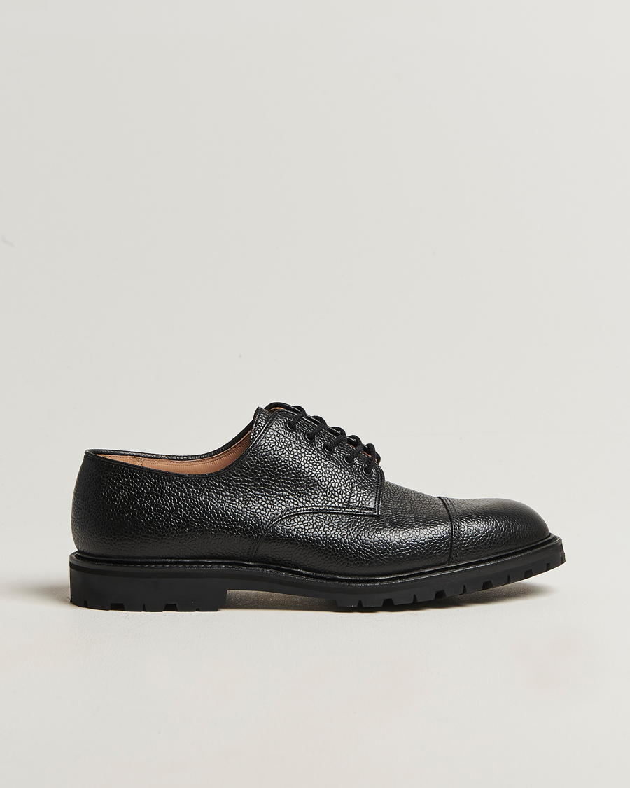 Men | Derby Shoes | Crockett & Jones | Sandhurst Derby Vibram Black Scotch Grain