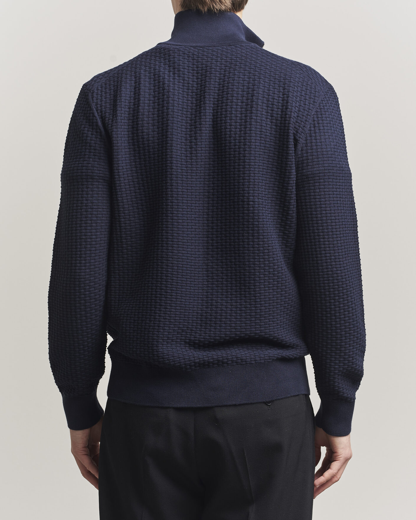 Men | Sweaters & Knitwear | BOSS BLACK | Ulicio Structured Knitted Half Zip Dark Blue