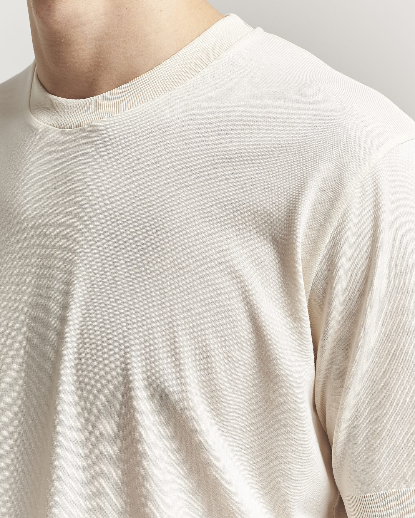 Men | T-Shirts | Altea | Cotton/Stretch Knitted T-Shirt Off White