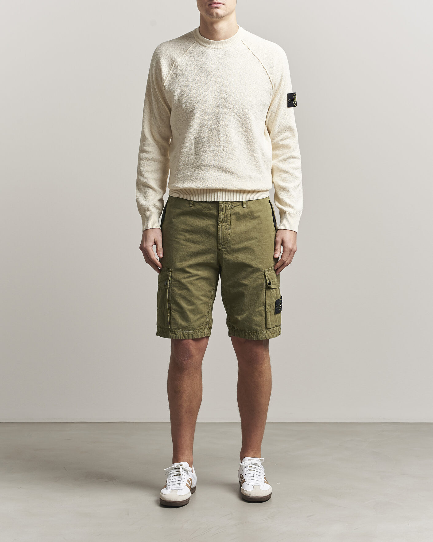 Men | Sweaters & Knitwear | Stone Island | Raw Hand Organic Cotton Crewneck Ivory