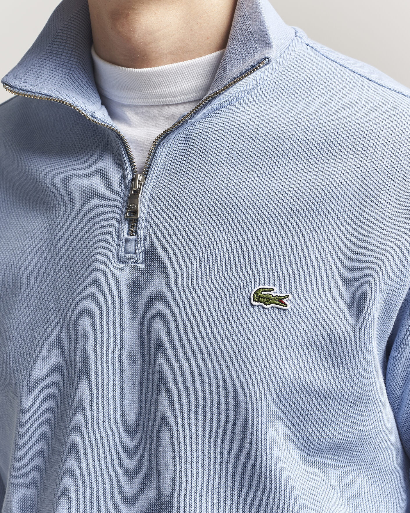 Men | Sweaters & Knitwear | Lacoste | Rib Interlock Half Zip Aphylla Blue