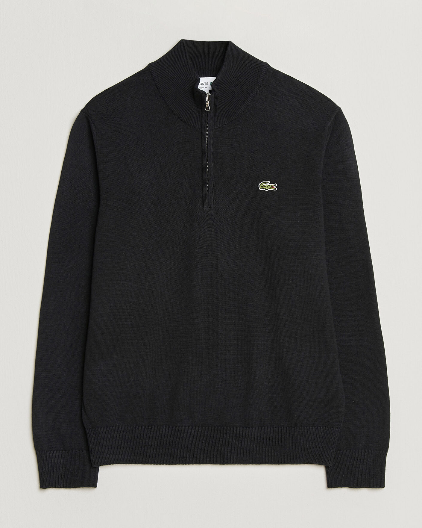 Men | Sweaters & Knitwear | Lacoste | Cotton Knitted Half Zip Black