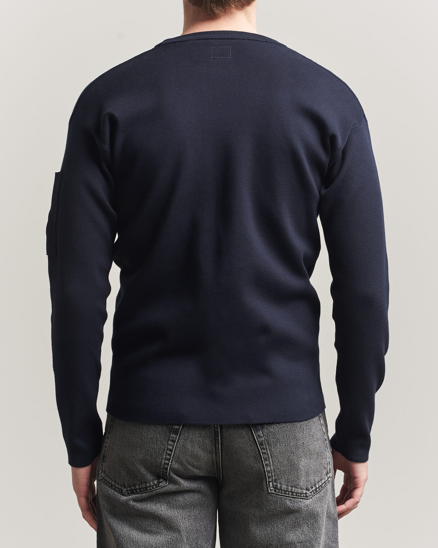 Men | Sweaters & Knitwear | C.P. Company | Sea Island Fine Knit Cotton Lens Crewneck Navy