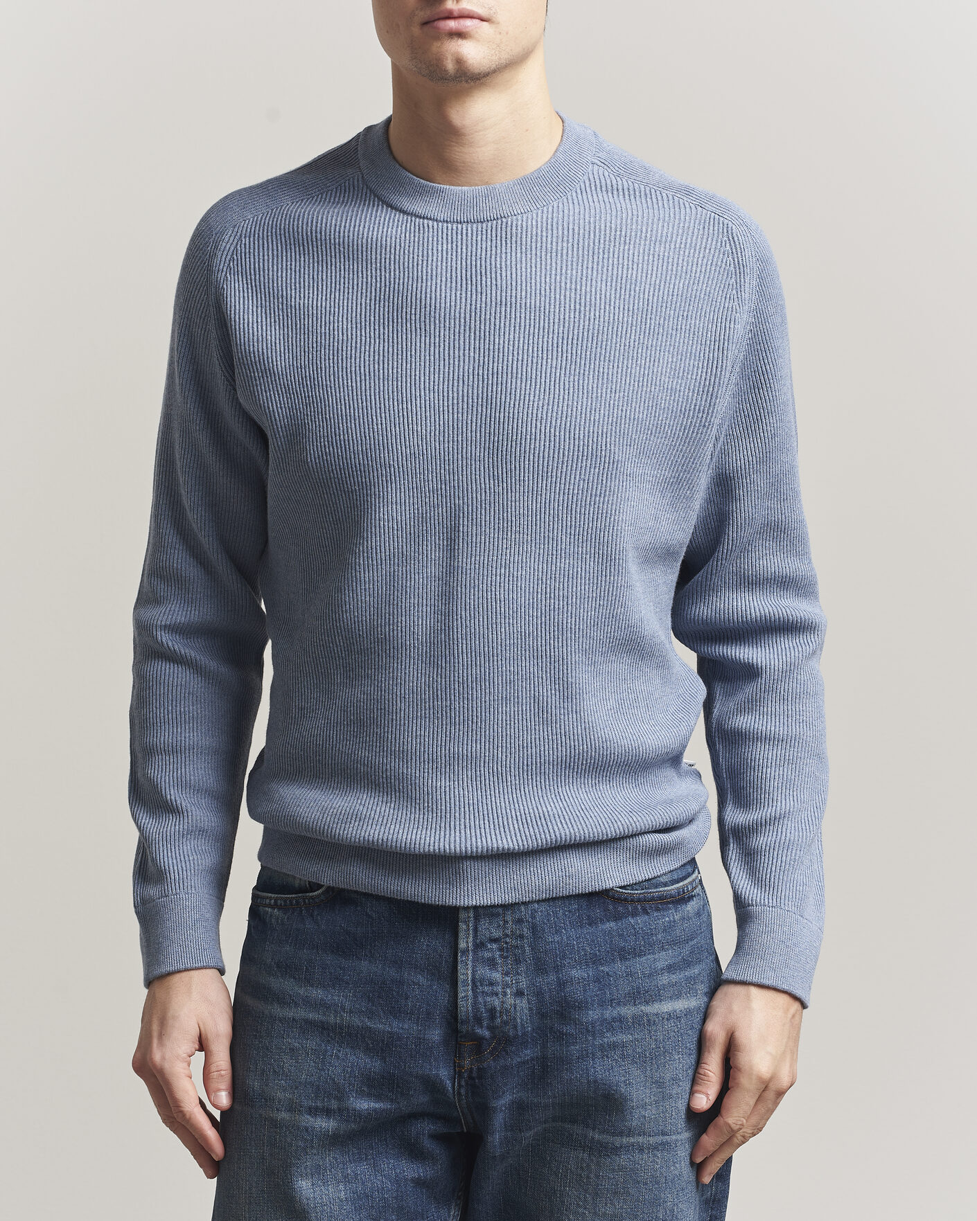 Men | Sweaters & Knitwear | NN07 | Kevin Cotton Knitted Sweater Stone Blue