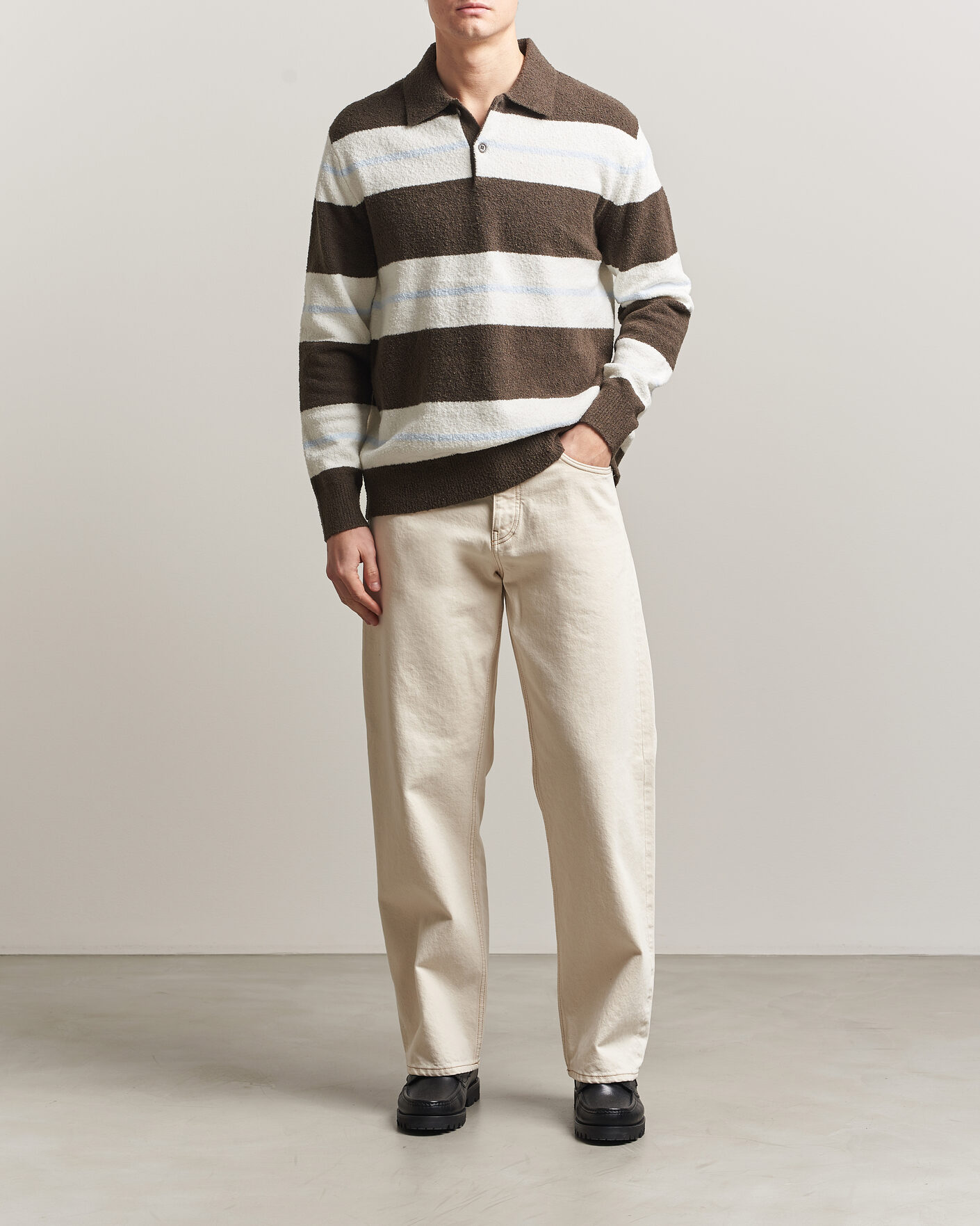 Men | Sweaters & Knitwear | Samsøe Samsøe | Nino Knitted Polo Black Olive/White