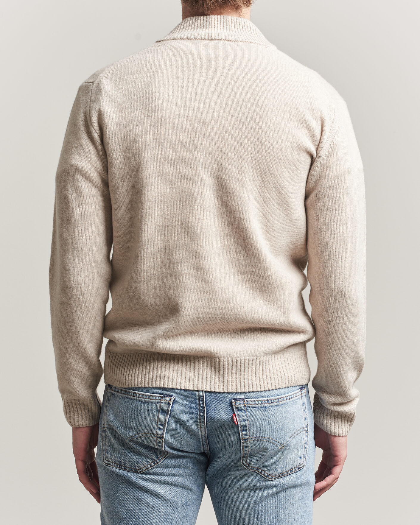 Men | Sweaters & Knitwear | Stenströms | Brushed Merino Full Zip Beige