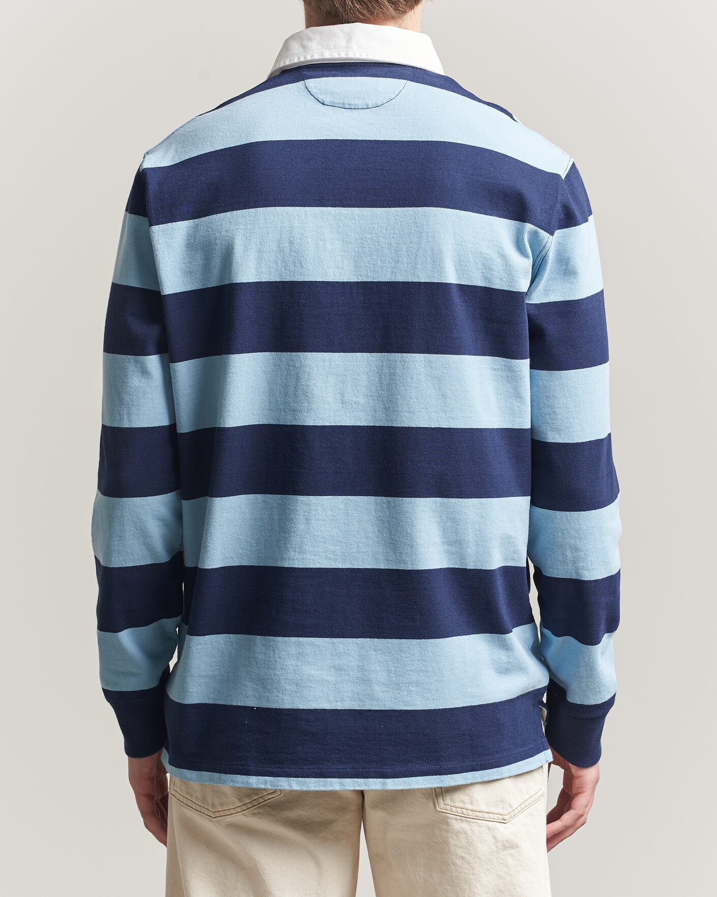 Men | Sweaters & Knitwear | Polo Ralph Lauren | Jersey Striped Rugger Powder Blue/Newport Navy