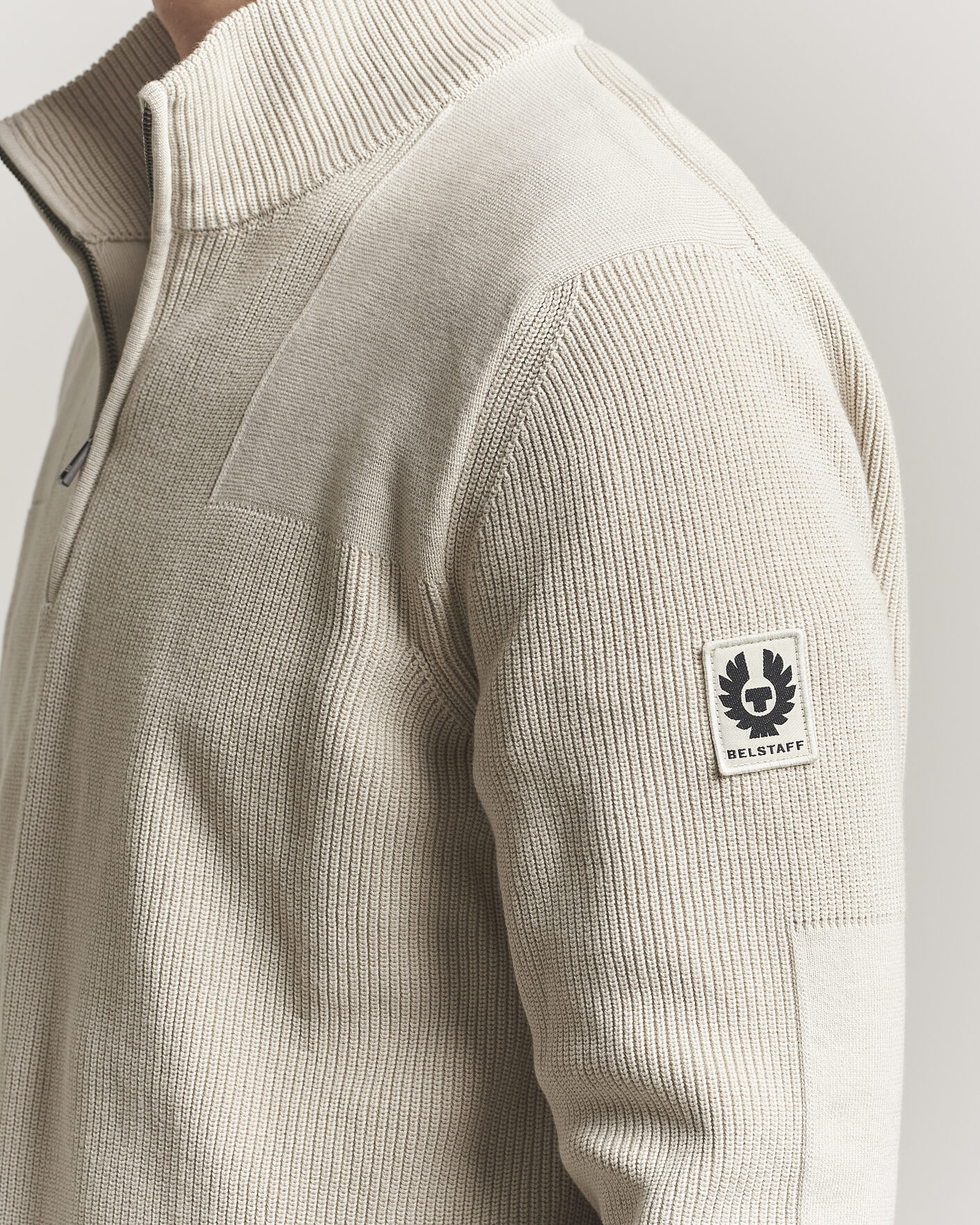 Men | Sweaters & Knitwear | Belstaff | Commander Half Zip Silver Birch