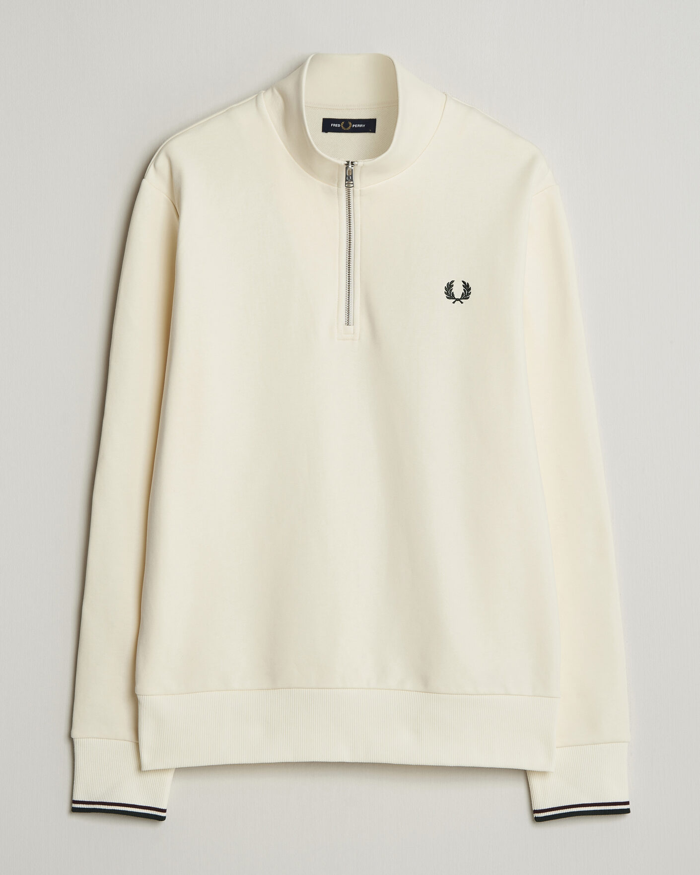 Men | Sweaters & Knitwear | Fred Perry | Half Zip Sweatshirt Ecru