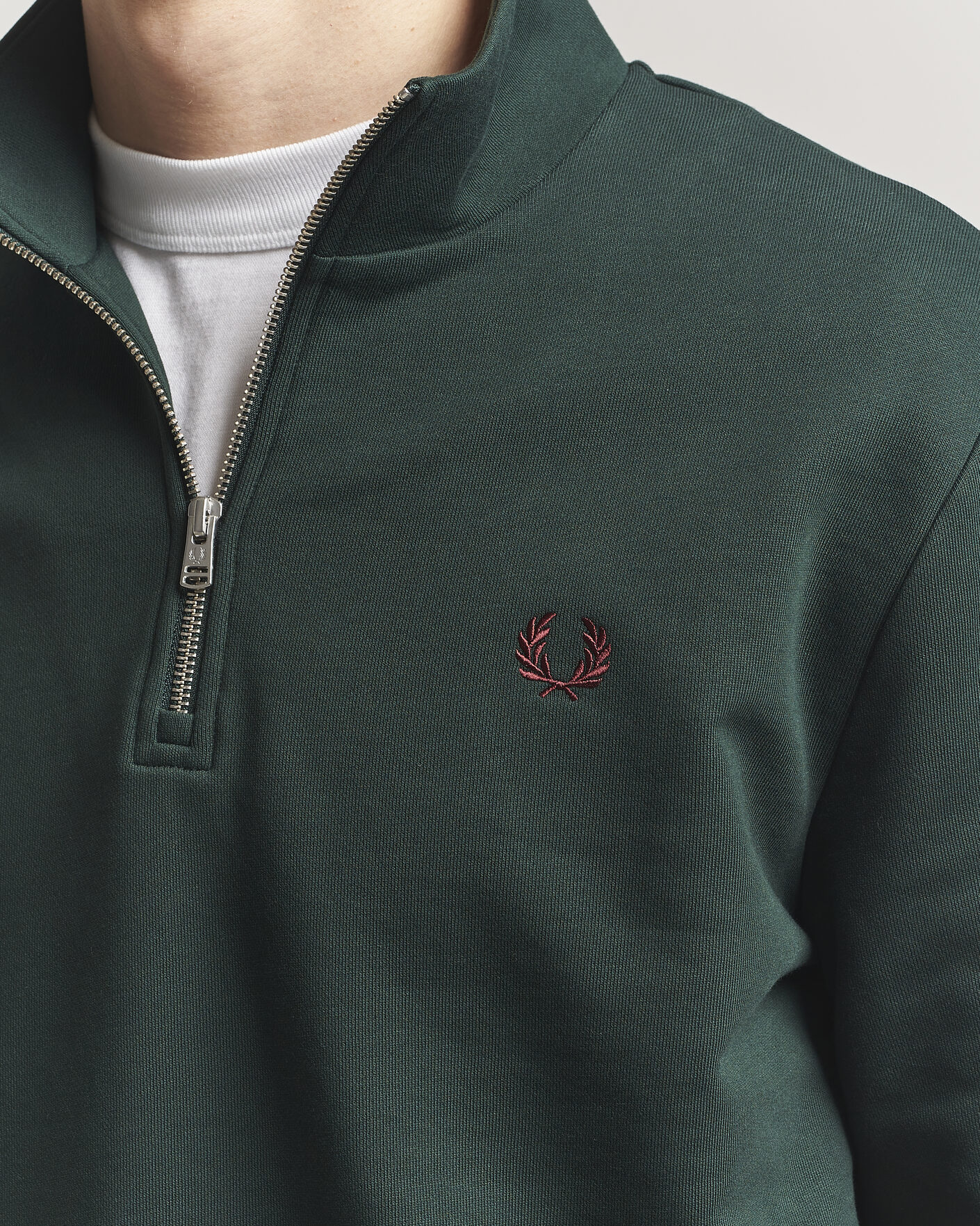 Men | Sweaters & Knitwear | Fred Perry | Half Zip Sweatshirt Grassroots Green