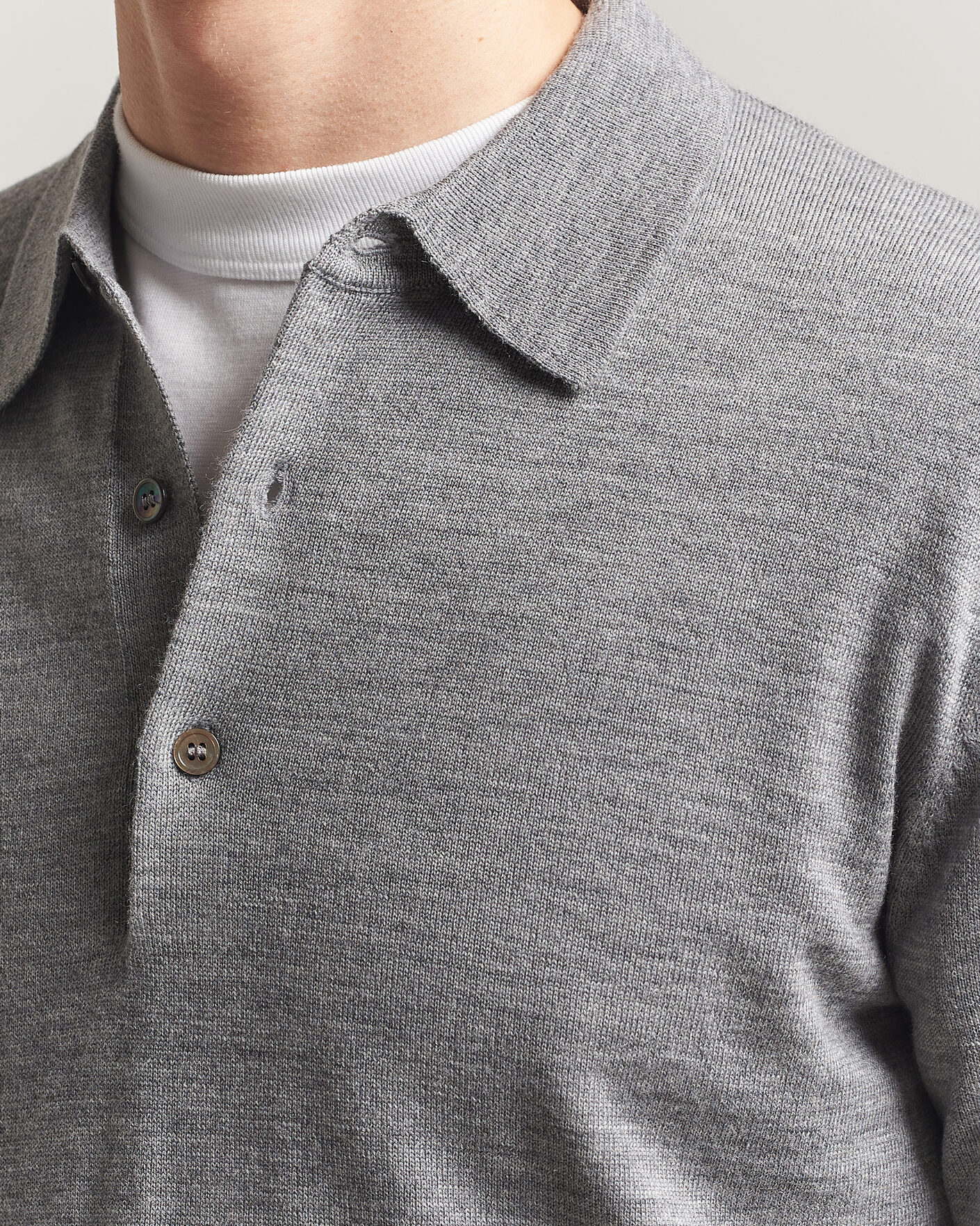 Men | Sweaters & Knitwear | A Day's March | Ambroz Merino Polo Grey Melange