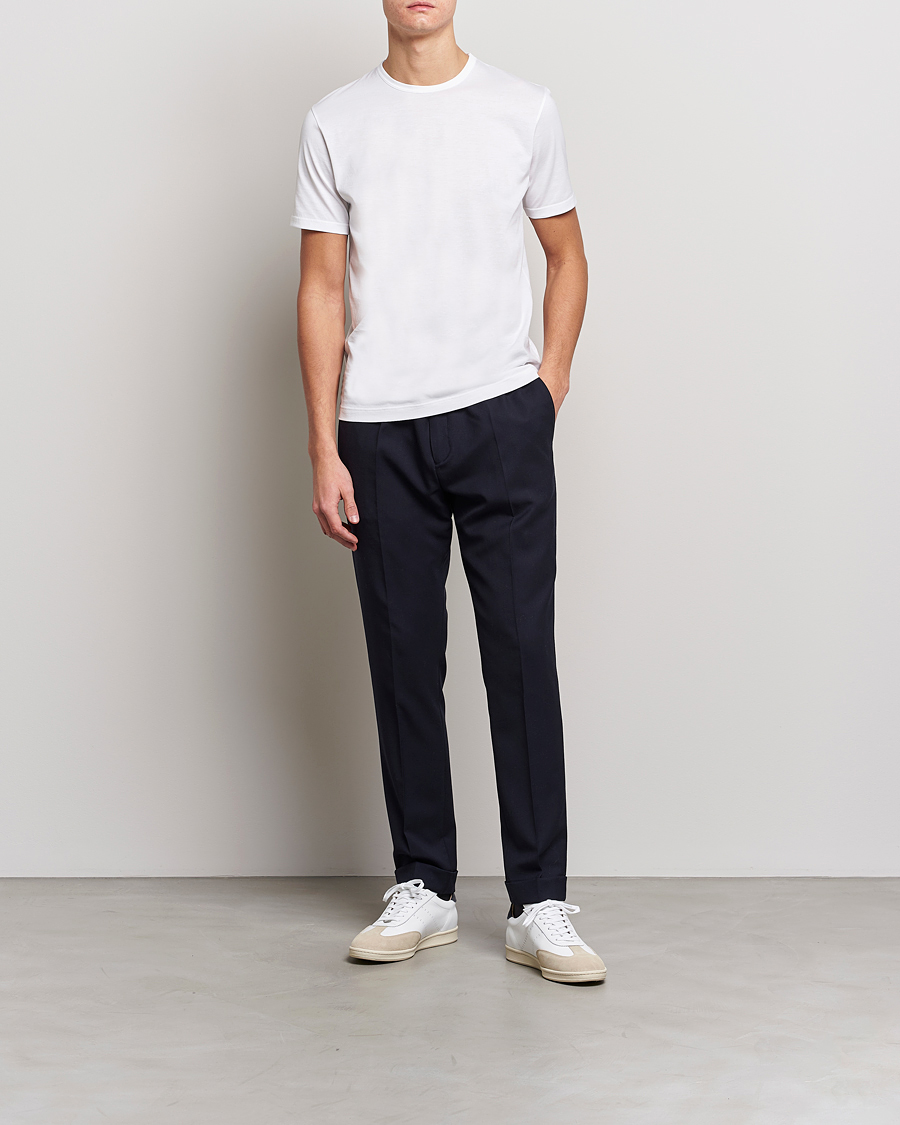 Men | T-Shirts | Sunspel | 2-Pack Crew Neck Q82 Cotton T-Shirt White & Black