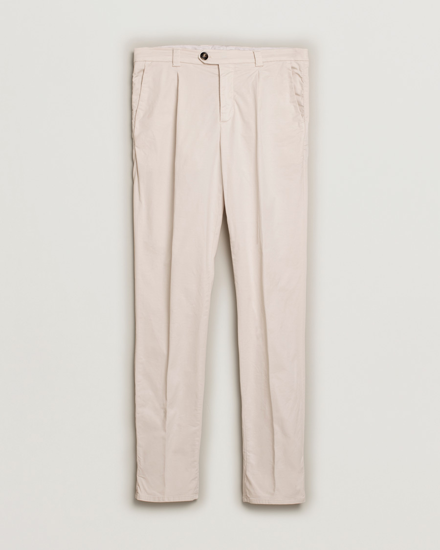 Men | Trousers | Pre-owned | Brunello Cucinelli Slim Fit Pleated Trousers Off White