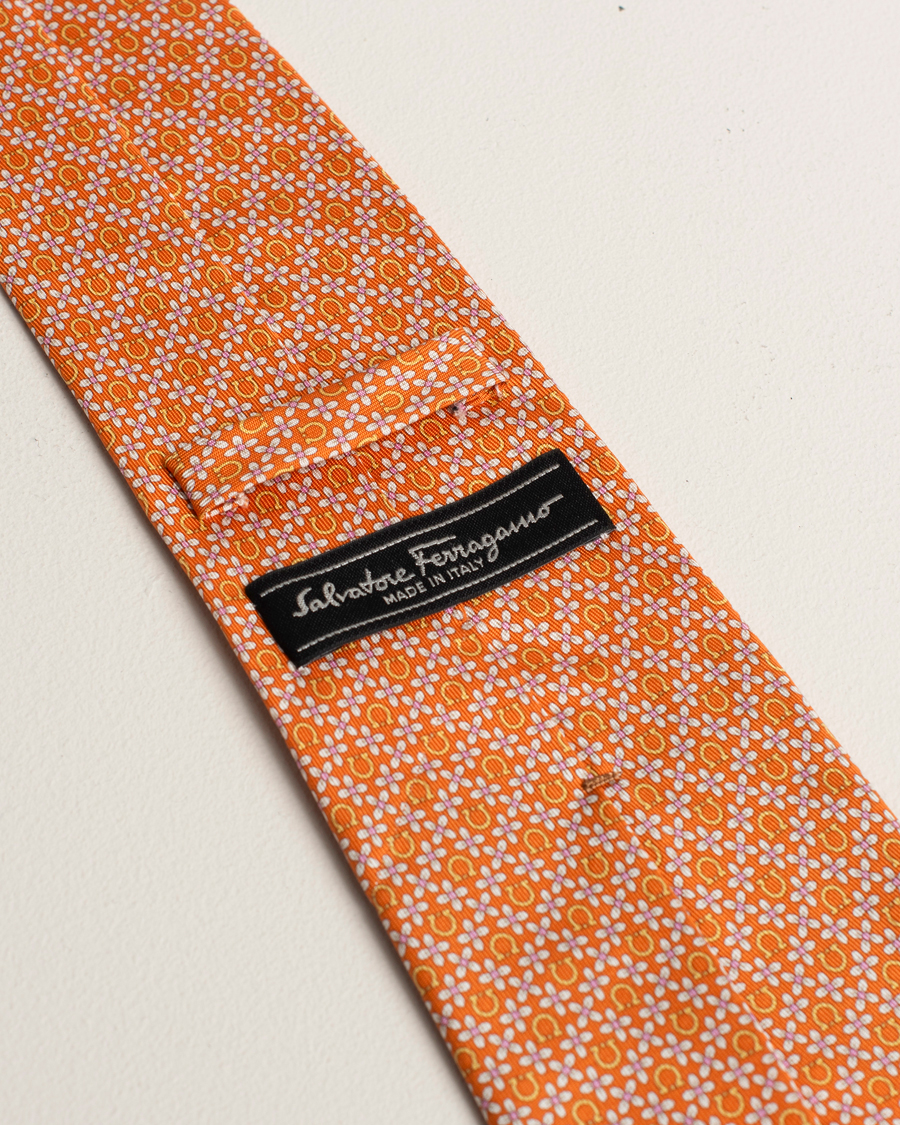 Men |  | Pre-owned | Ferragamo Monogram Silk Tie Orange