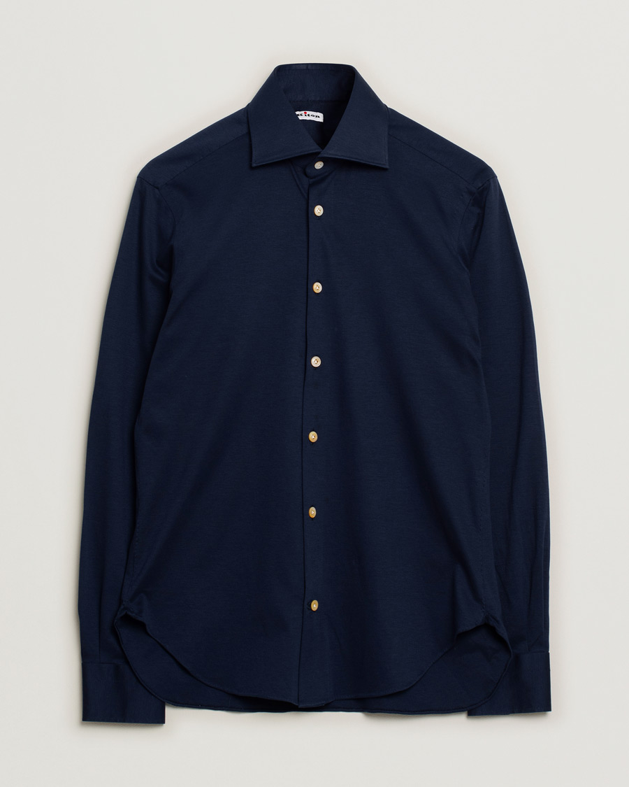 Men | Shirts | Pre-owned | Kiton Cotton Jersey Shirt Navy
