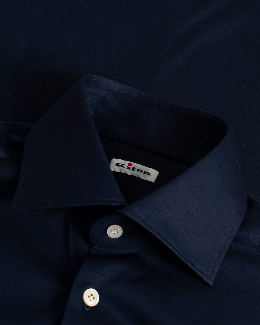 Men | Shirts | Pre-owned | Kiton Cotton Jersey Shirt Navy